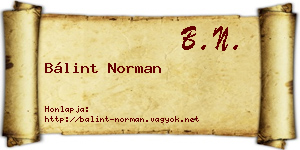 Bálint Norman névjegykártya