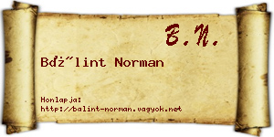 Bálint Norman névjegykártya